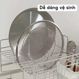 Bộ Khay kèm Vỉ Lưới Lọc Dầu Chất Liệu Inox 304 Cao Cấp Size 20, Dùng Đựng Thực Phẩm, Thức Ăn Chiên Rán Đa Năng 6