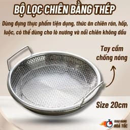 Bộ Khay kèm Vỉ Lưới Lọc Dầu Chất Liệu Inox 304 Cao Cấp Size 20, Dùng Đựng Thực Phẩm, Thức Ăn Chiên Rán Đa Năng 3