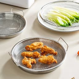 Bộ Khay kèm Vỉ Lưới Lọc Dầu Chất Liệu Inox 304 Cao Cấp Size 20, Dùng Đựng Thực Phẩm, Thức Ăn Chiên Rán Đa Năng 4