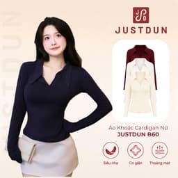 Áo Thun Polo Cổ Sơ Mi Ôm Body Nữ JUSTDUN B60 - Dài Tay, Cotton Mịn, Mềm Mại, Co Giãn 4 Chiều 1