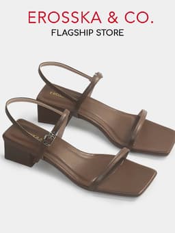 Erosska - Giày sandal cao gót nữ hở mũi quai mảnh gót vuông màu nâu cao 4cm - EM079 9