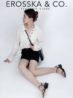 Erosska - Giày sandal cao gót nữ hở mũi quai mảnh gót vuông màu nâu cao 4cm - EM079 11