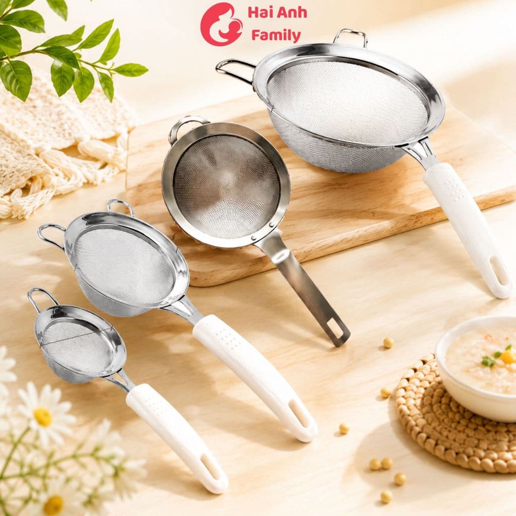 Rây Lọc Bột Cháo Inox 304 Cao Cấp – Không Gỉ, An Toàn Cho Bé Ăn Dặm