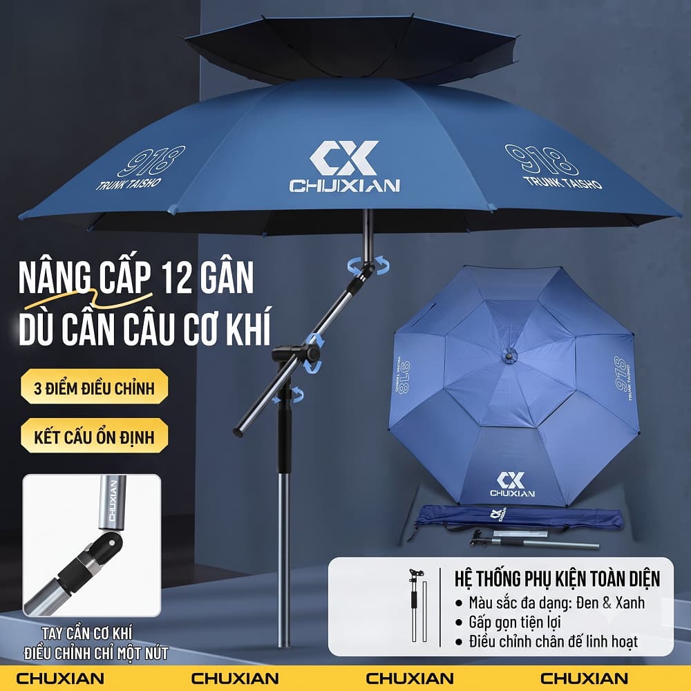 Ô Dù Câu Cá Che Nắng Mưa Công Thái Học CHUXIAN Mã 918 Bản 2026 Cao Cấp