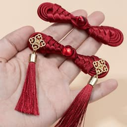 Nút Khóa Tỳ Bà Cổ Phong Đính Vân Khánh Kim Loại Tua Rua - Cúc Cài Áo Tàu Sườn Xám Có Tua Rua Sang Trọng Phụ Kiện May Mặc 5