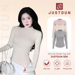 Áo Thun Nữ Ôm Body Tay Dài, Cổ Cao 5 Phân JUSTDUN 506 - Chất Cotton Mịn Cao Cấp,Co Giãn 4 Chiều 1