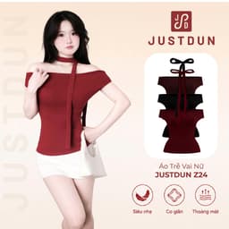 [Tặng Dây] Áo Trễ Vai Nữ JUSTDUN Z24 – Chất Cotton Mềm Mịn, Co Giãn Nhẹ, Form Ôm Đẹp, Tôn Dáng 3