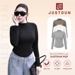 Áo Giữ Nhiệt Len Lông Thỏ Vạt Bầu JUSTDUN PQ7 - Ảo Dài Tay Ôm Body Giữ Nhiệt Cổ Cao 3cm 1
