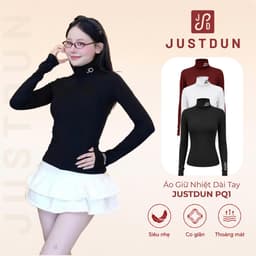 [LÓT LÔNG] Áo Giữ Nhiệt Dài Tay Thêu Justdun PQ1 - Áo Cổ Lọ Dài Tay Nữ Ấm Áp Cho Ngày Lạnh JUSTDUN 1