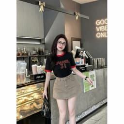 Chân Váy Jean Ngắn  (VẢI MỀM ĐẸP) tone Be Vintage Mix Đồ Xinh #8622 Chezi house - Nữ 2