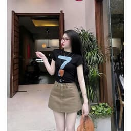 Chân Váy Jean Ngắn  (VẢI MỀM ĐẸP) tone Be Vintage Mix Đồ Xinh #8622 Chezi house - Nữ 4
