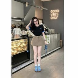 Chân Váy Jean Ngắn  (VẢI MỀM ĐẸP) tone Be Vintage Mix Đồ Xinh #8622 Chezi house - Nữ 3