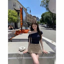 Chân Váy Jean Ngắn  (VẢI MỀM ĐẸP) tone Be Vintage Mix Đồ Xinh #8622 Chezi house - Nữ 7