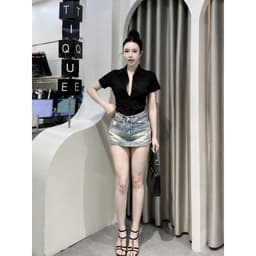 Chân Váy Jean Nữ Wash Xước Tua Rua Tôn Vòng 3 Phong Cách Y2K 8644 CHEZI HOUSE 4