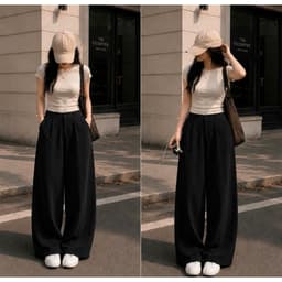 Quần Ống Rộng Nữ Kaki Nhật Cao Cấp Cạp Khóa Chun Sau Form Trẻ Trung Hack Dáng m59 2