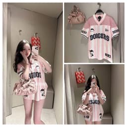 ( HÀNG QC 726 ) Áo Phông Hồng Phối Lưới Kitty Form Rộng 1