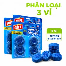 Viên Tẩy Bồn Cầu Gift Vỉ 4 Viên Làm Sạch Két Nước Khử Mùi GD34 - Viên Thả Bồn Cầu Gift Màu Xanh 9