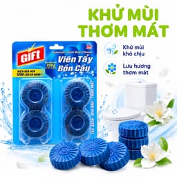 Viên Tẩy Bồn Cầu Gift Vỉ 4 Viên Làm Sạch Két Nước Khử Mùi GD34 - Viên Thả Bồn Cầu Gift Màu Xanh 4