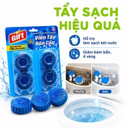 Viên Tẩy Bồn Cầu Gift Vỉ 4 Viên Làm Sạch Két Nước Khử Mùi GD34 - Viên Thả Bồn Cầu Gift Màu Xanh 3