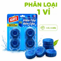 Viên Tẩy Bồn Cầu Gift Vỉ 4 Viên Làm Sạch Két Nước Khử Mùi GD34 - Viên Thả Bồn Cầu Gift Màu Xanh 8