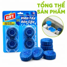 Viên Tẩy Bồn Cầu Gift Vỉ 4 Viên Làm Sạch Két Nước Khử Mùi GD34 - Viên Thả Bồn Cầu Gift Màu Xanh 2