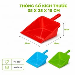 Xẻng Hốt Rác Nhựa Cán Nhật 5834 Nhựa PP GD35 - Xẻng Hót Rác Nhựa Cầm Tay 5834 Kích Thước 35x25x15cm 5