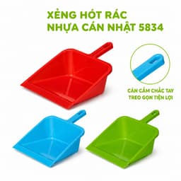 Xẻng Hốt Rác Nhựa Cán Nhật 5834 Nhựa PP GD35 - Xẻng Hót Rác Nhựa Cầm Tay 5834 Kích Thước 35x25x15cm 2