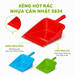 Xẻng Hốt Rác Nhựa Cán Nhật 5834 Nhựa PP GD35 - Xẻng Hót Rác Nhựa Cầm Tay 5834 Kích Thước 35x25x15cm 6