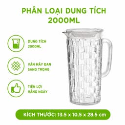 Ca Nước Nhựa Vân Mây Đan Trong Suốt Hokori 6099 GD43 - Bình Ca Nước Nhựa Hokori Tay Cầm Chắc Chắn GD43 9