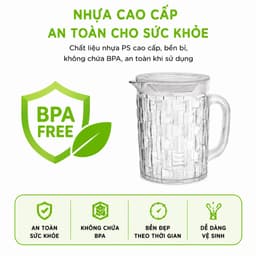 Ca Nước Nhựa Vân Mây Đan Trong Suốt Hokori 6099 GD43 - Bình Ca Nước Nhựa Hokori Tay Cầm Chắc Chắn GD43 7