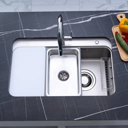Chậu rửa bát 1 hố Nobinox NOVA  A382 inox 304 vân siêu mịn chống xước 82*52cm - Tặng kèm phụ kiện 6