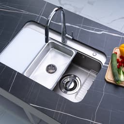 Chậu rửa bát 1 hố Nobinox NOVA  A382 inox 304 vân siêu mịn chống xước 82*52cm - Tặng kèm phụ kiện 2