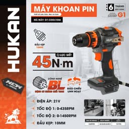 Máy Khoan 3 Chức Năng HUKAN G1-CDDL1046, Lực Xoắn 45Nm 2 Cấp Tốc Độ - Không Chổi Than 1