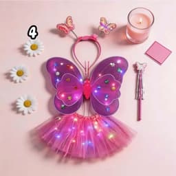 Bộ cánh tiẻn có đèn led cho bé gái kèm váy tutu+cài tóc+đũa thần hoá  5
