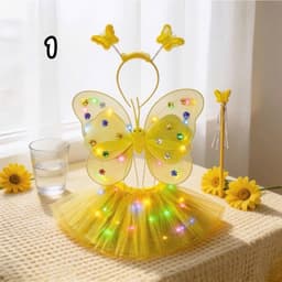 Bộ cánh tiẻn có đèn led cho bé gái kèm váy tutu+cài tóc+đũa thần hoá  2