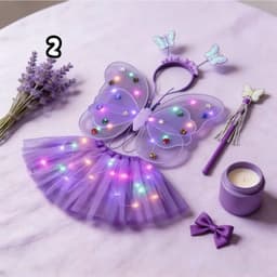 Bộ cánh tiẻn có đèn led cho bé gái kèm váy tutu+cài tóc+đũa thần hoá  3