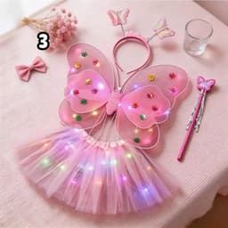 Bộ cánh tiẻn có đèn led cho bé gái kèm váy tutu+cài tóc+đũa thần hoá  4
