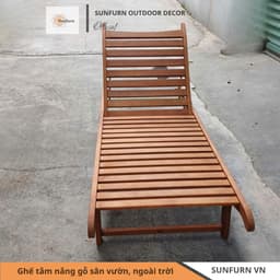 [Hàng Chính Hãng] Ghế Tắm Nắng Sân Vườn Ngoài Trời SUNFURN VIN2 - Giường Gỗ Hồ Bơi Cao Cấp Có Bánh Xe Cho Resort Hồ Bơi 5