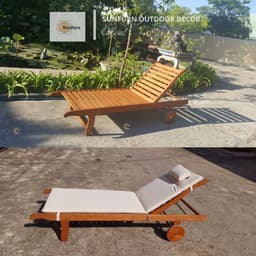 [Hàng Chính Hãng] Ghế Tắm Nắng Sân Vườn Ngoài Trời SUNFURN VIN2 - Giường Gỗ Hồ Bơi Cao Cấp Có Bánh Xe Cho Resort Hồ Bơi 3