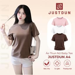 Áo Thun Nữ Baby Tee Trơn JUSTDUN A4 - Cotton 2 Chiều Co Giãn, Mềm Mại, Êm Ái, Thoải Mái, Thoáng Mát 1
