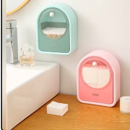 Hộp đựng bông tẩy trang chất liệu HIPS dán treo tường đa năng tiện lợi 3