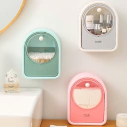 Hộp đựng bông tẩy trang chất liệu HIPS dán treo tường đa năng tiện lợi 9