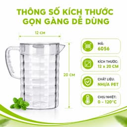 Ca Đựng Nước Lọc Trà Nước Ép Nhựa Có Nắp Đậy GD53 - Bình Nước Nhựa Trong Suốt Thiết Kế Vân Kính 6