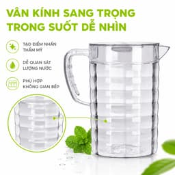 Ca Đựng Nước Lọc Trà Nước Ép Nhựa Có Nắp Đậy GD53 - Bình Nước Nhựa Trong Suốt Thiết Kế Vân Kính 3