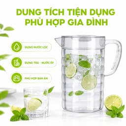 Ca Đựng Nước Lọc Trà Nước Ép Nhựa Có Nắp Đậy GD53 - Bình Nước Nhựa Trong Suốt Thiết Kế Vân Kính 5