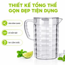 Ca Đựng Nước Lọc Trà Nước Ép Nhựa Có Nắp Đậy GD53 - Bình Nước Nhựa Trong Suốt Thiết Kế Vân Kính 2