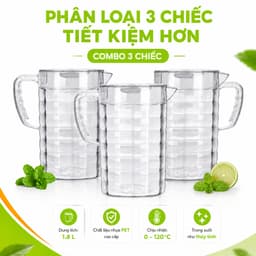 Ca Đựng Nước Lọc Trà Nước Ép Nhựa Có Nắp Đậy GD53 - Bình Nước Nhựa Trong Suốt Thiết Kế Vân Kính 9