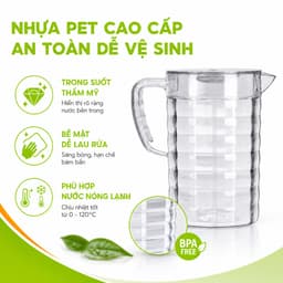 Ca Đựng Nước Lọc Trà Nước Ép Nhựa Có Nắp Đậy GD53 - Bình Nước Nhựa Trong Suốt Thiết Kế Vân Kính 7