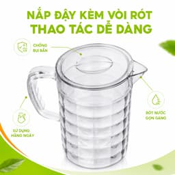 Ca Đựng Nước Lọc Trà Nước Ép Nhựa Có Nắp Đậy GD53 - Bình Nước Nhựa Trong Suốt Thiết Kế Vân Kính 4