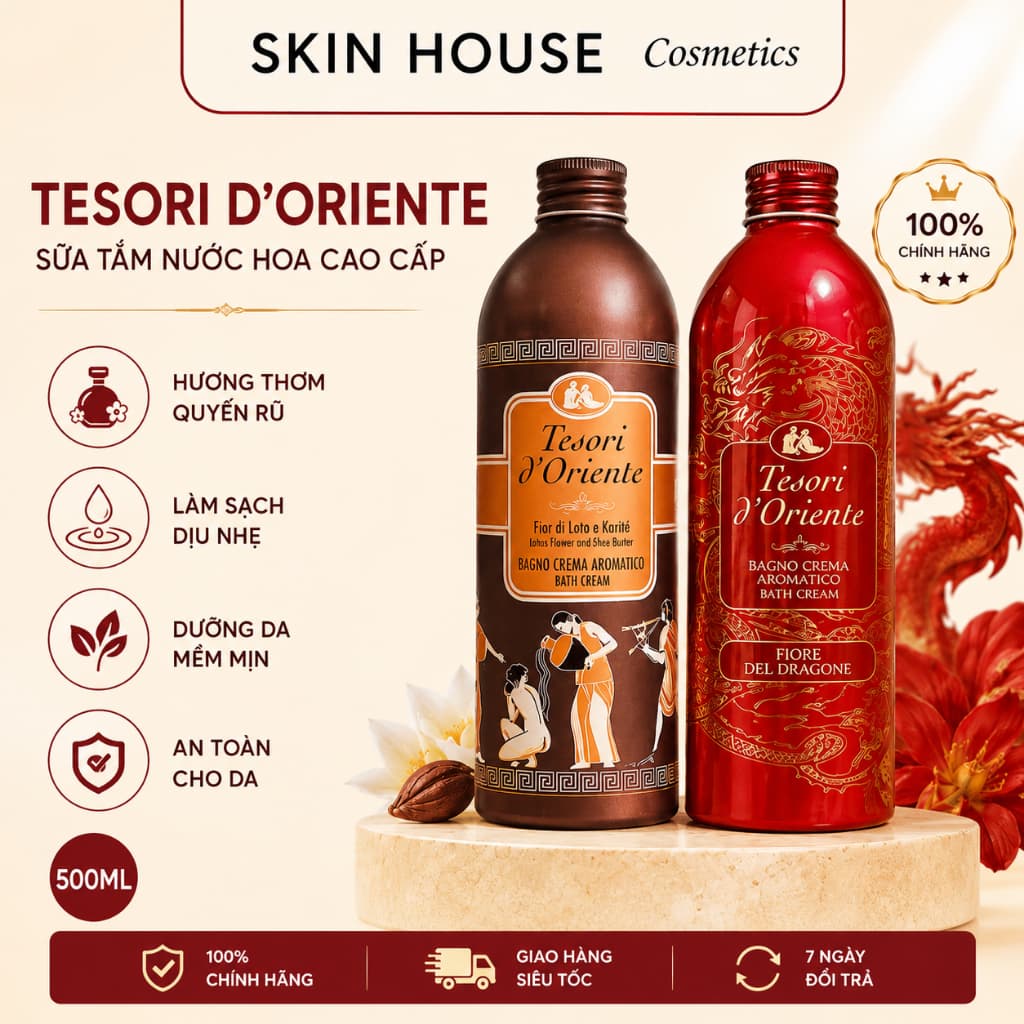 Sữa Tắm Xích Tesori D Oriente Hương Nước Hoa 500ml giúp trắng da cấp ẩm Skin House